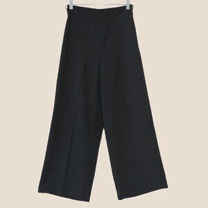 Zara Black High Waisted Cropped Wide Straight Trouser Pants Size Small Workwear